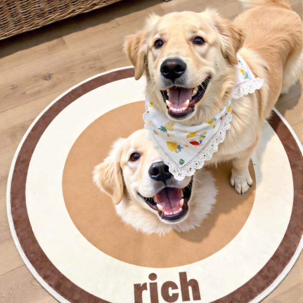 Custom Pet Portrait Rug in Hand-Drawn Art Style